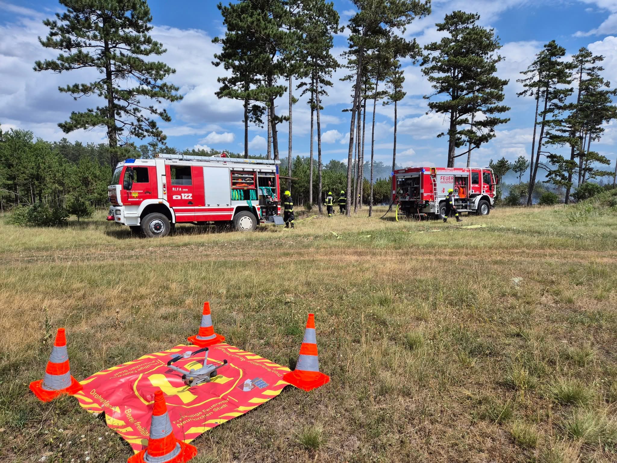 Drohneneinsatz bei Waldbrand im Föhrenwald